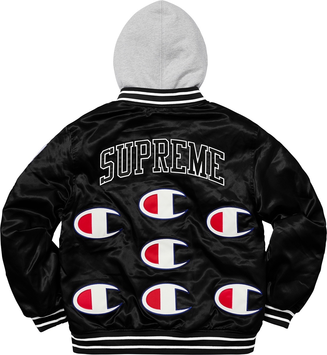 Supreme®/Champion® Hooded Satin Varsity Jacket view 18